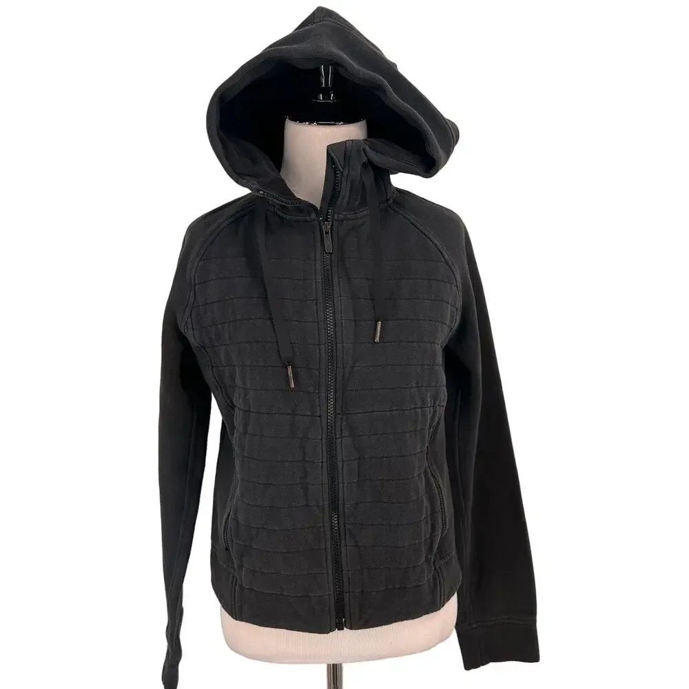 Lululemon Black Fleece Be True Quilted Hoodie Zip Up Jacket Size 4